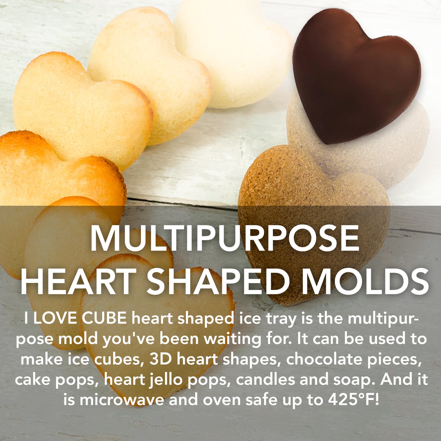 3D Heart Silicone Mold for Ice, Baking, Soap, and Resin | 2.5 Inch Large Heart Shape Cube Tray, Large Big Heart Molds, Chocolate Mold, Craft Ice Cube Mold for Cocktails, Beverages, Iced Tea Coffee