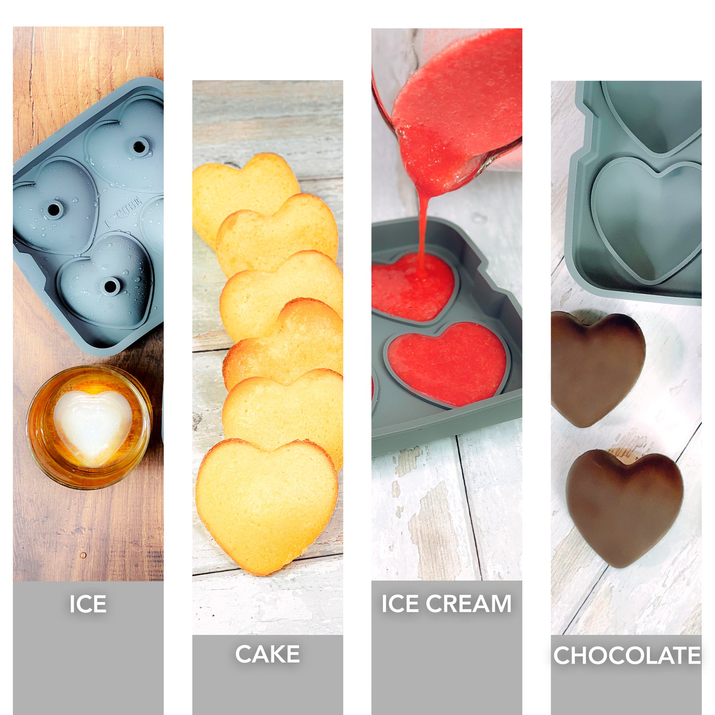 3D Heart Silicone Mold for Ice, Baking, Soap, and Resin | 2.5 Inch Large Heart Shape Cube Tray, Large Big Heart Molds, Chocolate Mold, Craft Ice Cube Mold for Cocktails, Beverages, Iced Tea Coffee
