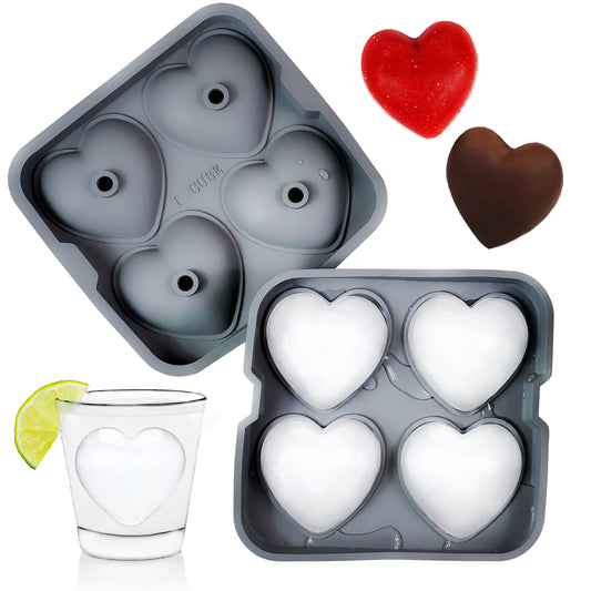 3D Heart Silicone Mold for Ice, Baking, Soap, and Resin | 2.5 Inch Large Heart Shape Cube Tray, Large Big Heart Molds, Chocolate Mold, Craft Ice Cube Mold for Cocktails, Beverages, Iced Tea Coffee